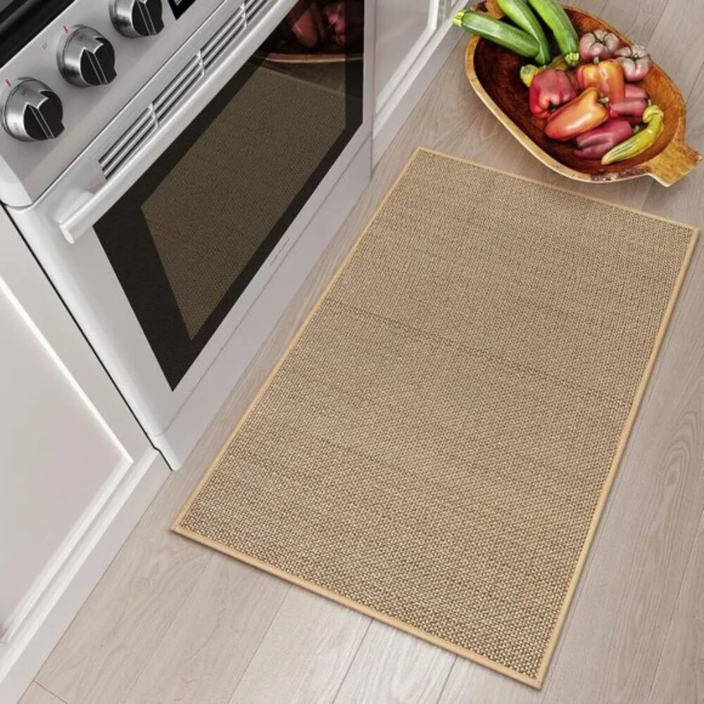 New 2x3 Beige Farmhouse Entryway Rug, Washable, Non-Slip Indoor Door Mat
